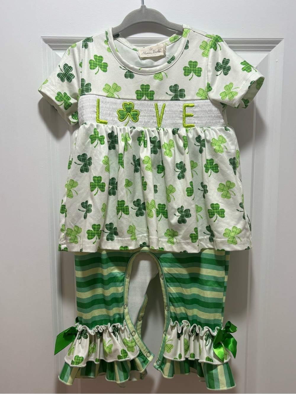 Kids Green Shamrock 'LOVE' Matching Two-Piece Set